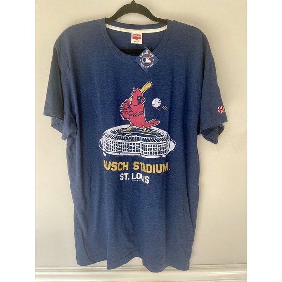 Men's NEW Homage Navy St. Louis Cardinals Busch Stadium Tri-Blend Tee Size XL - Picture 1 of 9